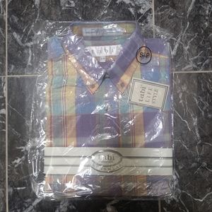 💚 2/$35 NWT Tabi short sleeve dress shirt - purple blue yellow plaid checkered